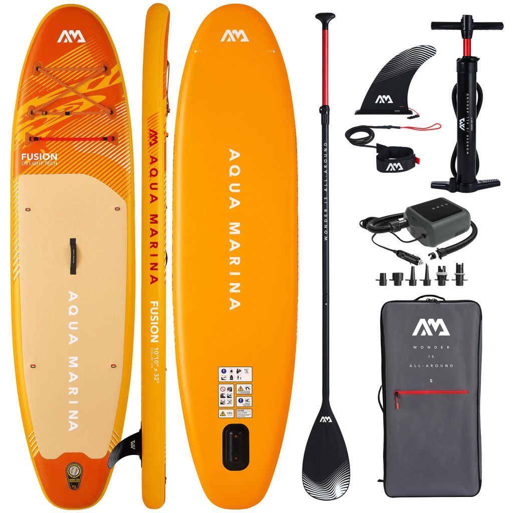 Aufblasbares SUP Board 330 cm Aqua Marina Fusion 10'10 2026 – 150 kg, Komplettset + Elektropumpe PBG 6