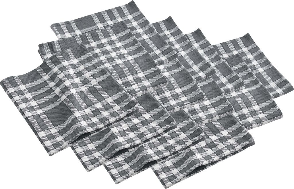 12x Landhaus Stoffservietten Baumwolle 45x45 grau kariert Stoff Tisch Servietten