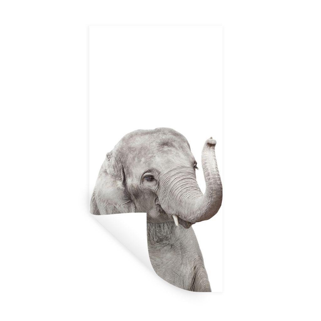 MuchoWow Wandtattoo Wandsticker Wandaufkleber Elefant - Tiere - Grau - Natur 20x40 cm Selbstklebend und Repositionierbar - Selbstklebend - Fotota...