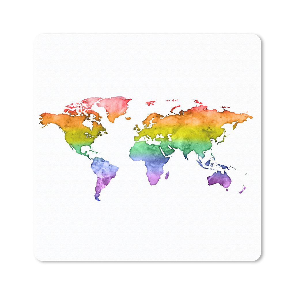 MuchoWow Mauspad Mousepad Karte - Regenbogen - Aquarellfarbe 20x20 cm - Mousepads - Maus Mat - Pad - Mausunterlage - Desk Mat - Bureauartikeln