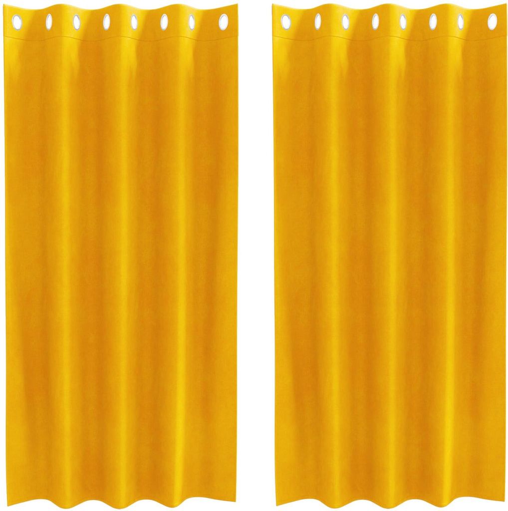 vidaXL Verdunkelungsvorhänge 2 pcs Senfgelb 140 x 175 cm Samt