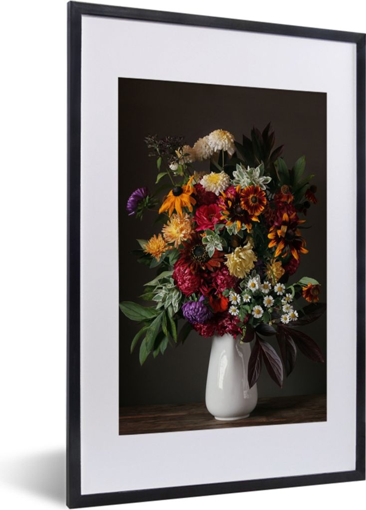 MuchoWow Gerahmtes Poster Stillleben - Blumenstrauß - Farbe 40x60 cm - Poster mit Schwarzem Bilderrahmen Wandposter Rahmen Foto Bilder - Poster ...