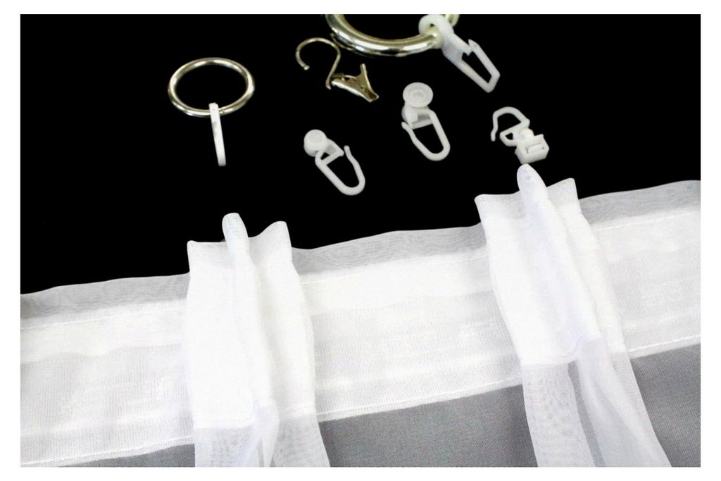 Fertiggardine Voile Store Deko Schal mit Faltenband 3-Falten-KRÄUSELBAND 1:2/50 mm (Größe wählbar), 80 x 500 cm (Höhe x Breite)