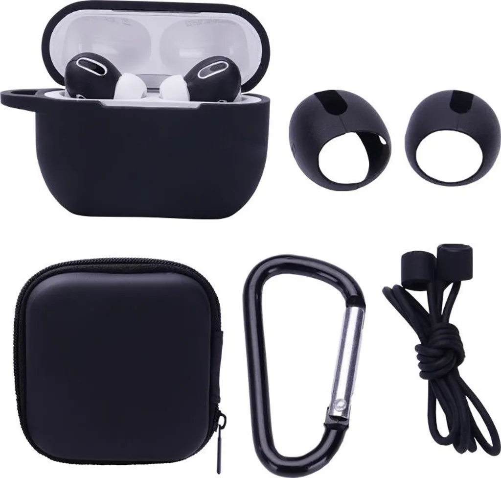 Custodia AirPods Pro Antiurto INF - Kit 3-in-1 Silicone Nero