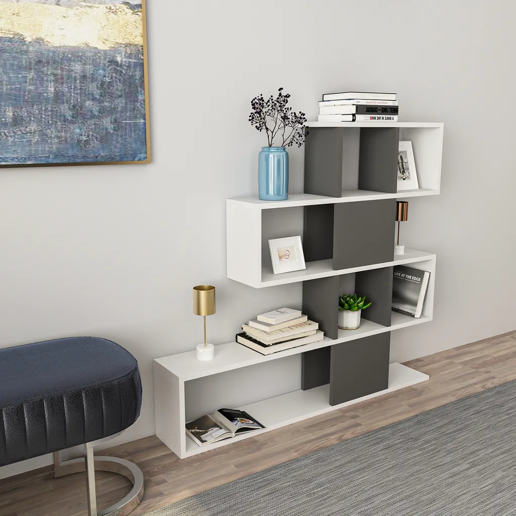 Bibliothèque Karlin Decorotika Robuste avec Étagères Anthracite/Blanc