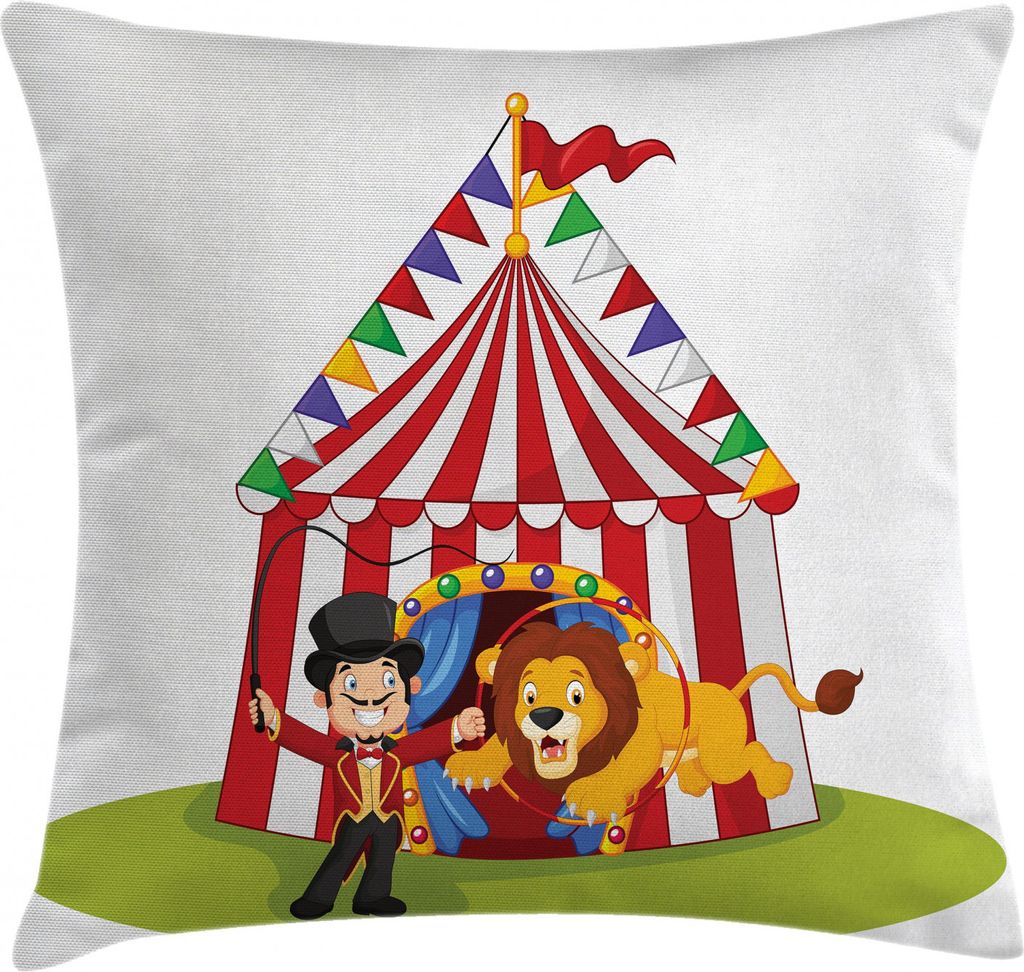 ABAKUHAUS Kids Kissenbezug, Karikatur-Löwe-Springender Ring, Waschbar mit Reißverschluss Kissenhülle mit Farbfesten Klaren Farben Beidseitiger D...