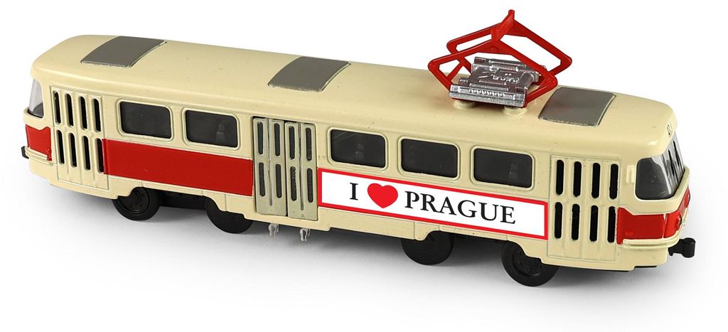 Tschechische Retro-Straßenbahn aus Metall, rot, 16 cm, Prag