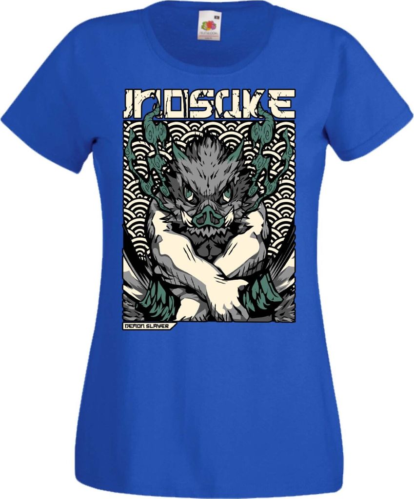 Damen T-Shirt Manga Anime Demon Anime Slayer Hashibira Inosuke Two Sowrds Slayer, Lady S / Blau