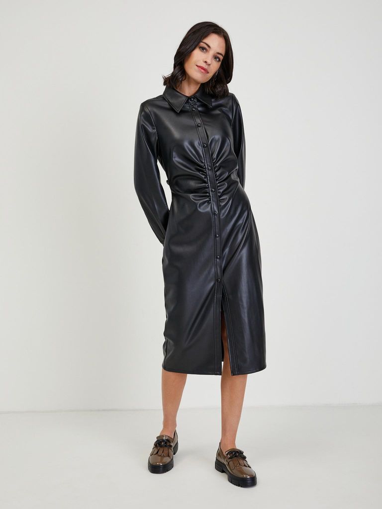 Orsay Schwarzes Damen-Midikleid aus Kunstleder DP-3522874__S