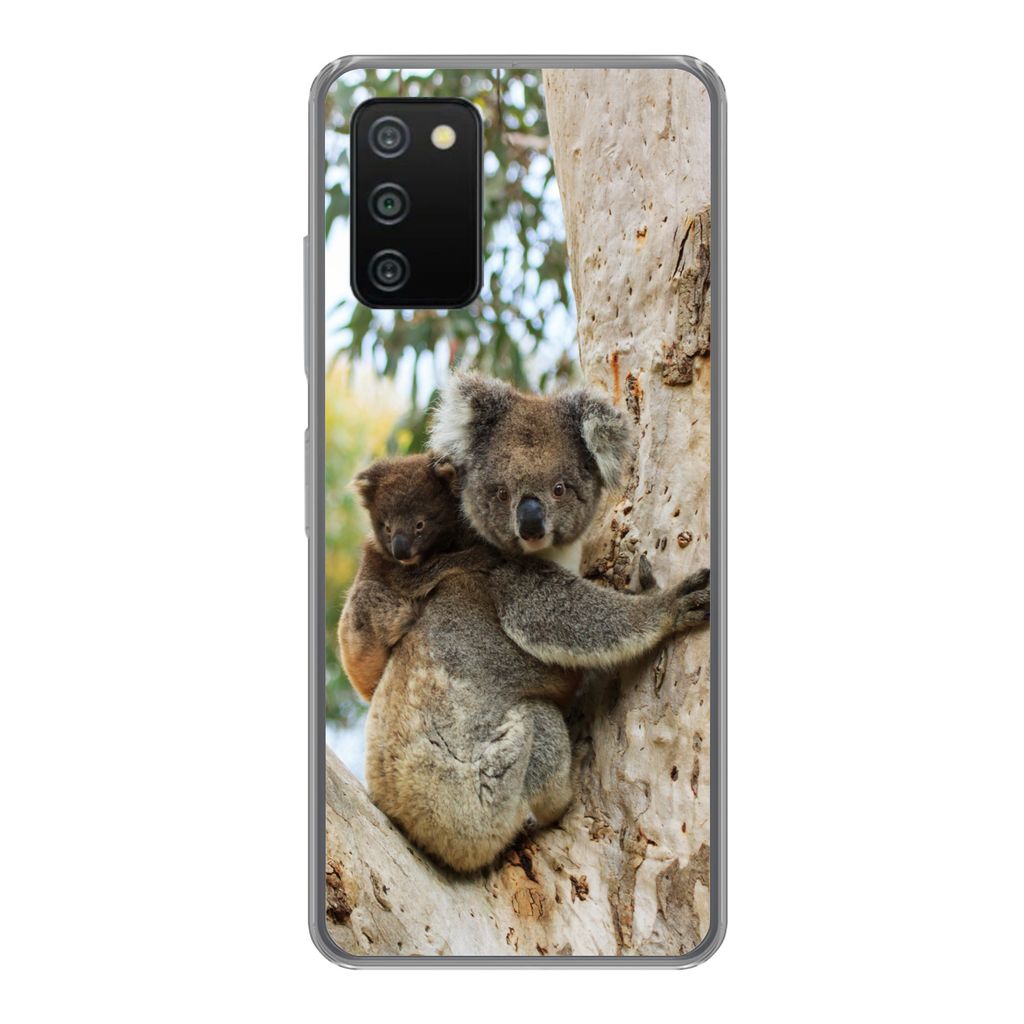 MuchoWow Handyhülle Schutzhülle Hülle für Samsung Galaxy A03s Koalas - Kind - Baum - Jungen - Mädchen Silikon Softcase Handy Hülle - Schutz