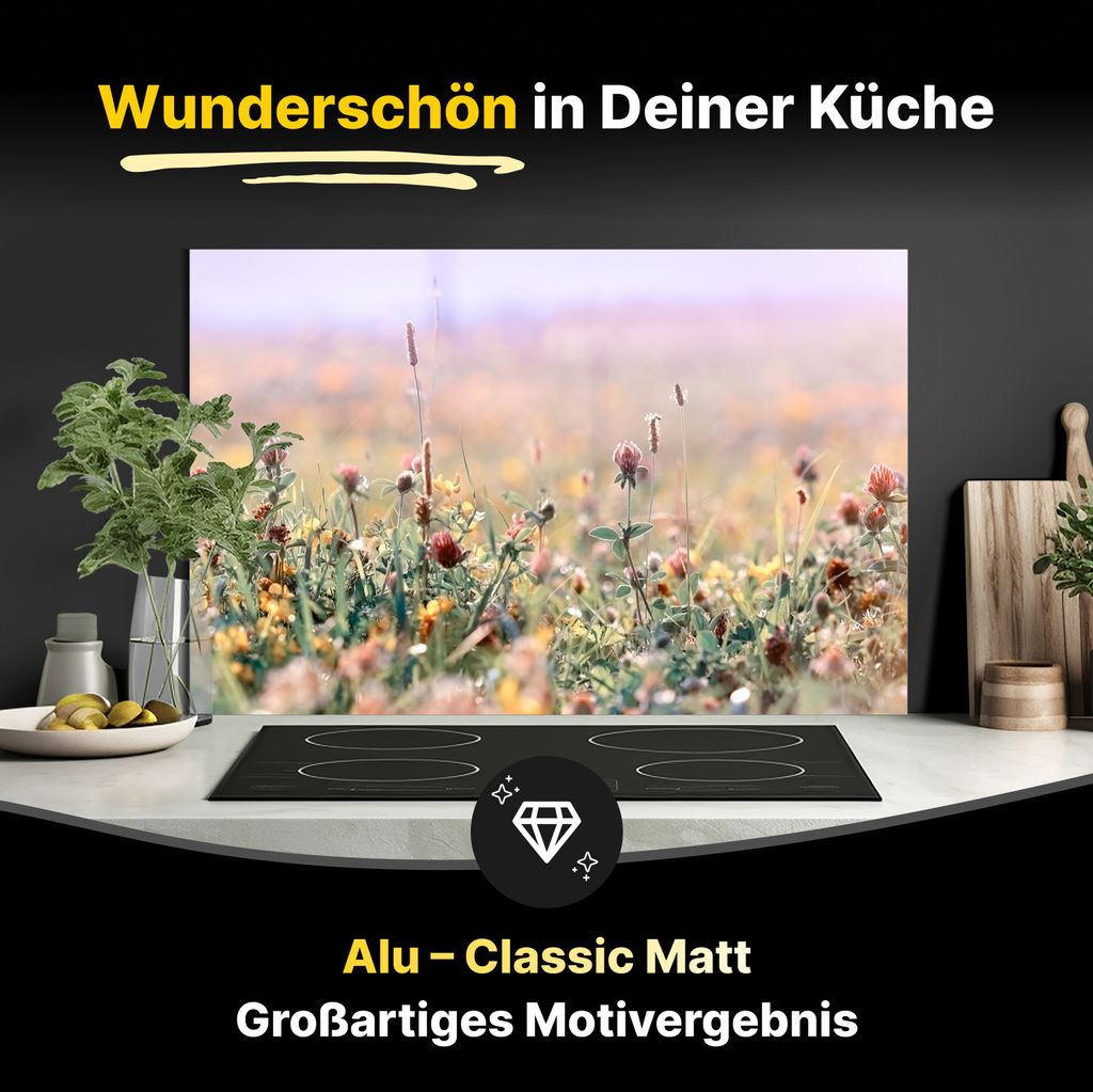 Spritzschutz Küchenrückwand aus Aluminiumverbund in Matt 80x50 cm - Schöne Wiese