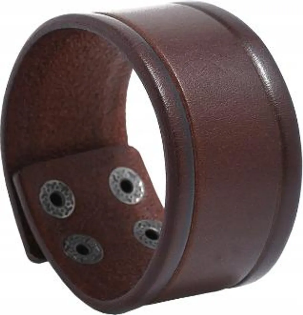 Bracelet en cuir marron style punk pour homme avec boucle en acier noir
