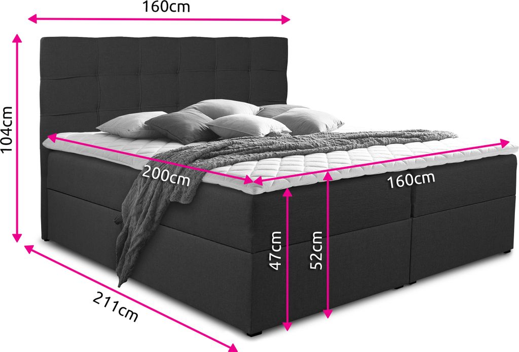 Boxspringbett Best mit 2 Bettkästen, Doppelbett mit Produktbild 4