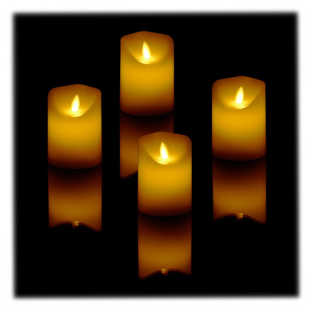 Relaxdays LED Kerzen, 4er Set, Timer & bewegliche Flamme, Produktbild 