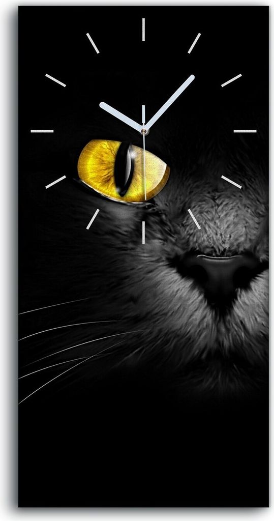 Dekor Leinwand Uhr Wandbilder Geräuschlos 30x60 Malen von Tieren Katzen Augen - weiße Hände