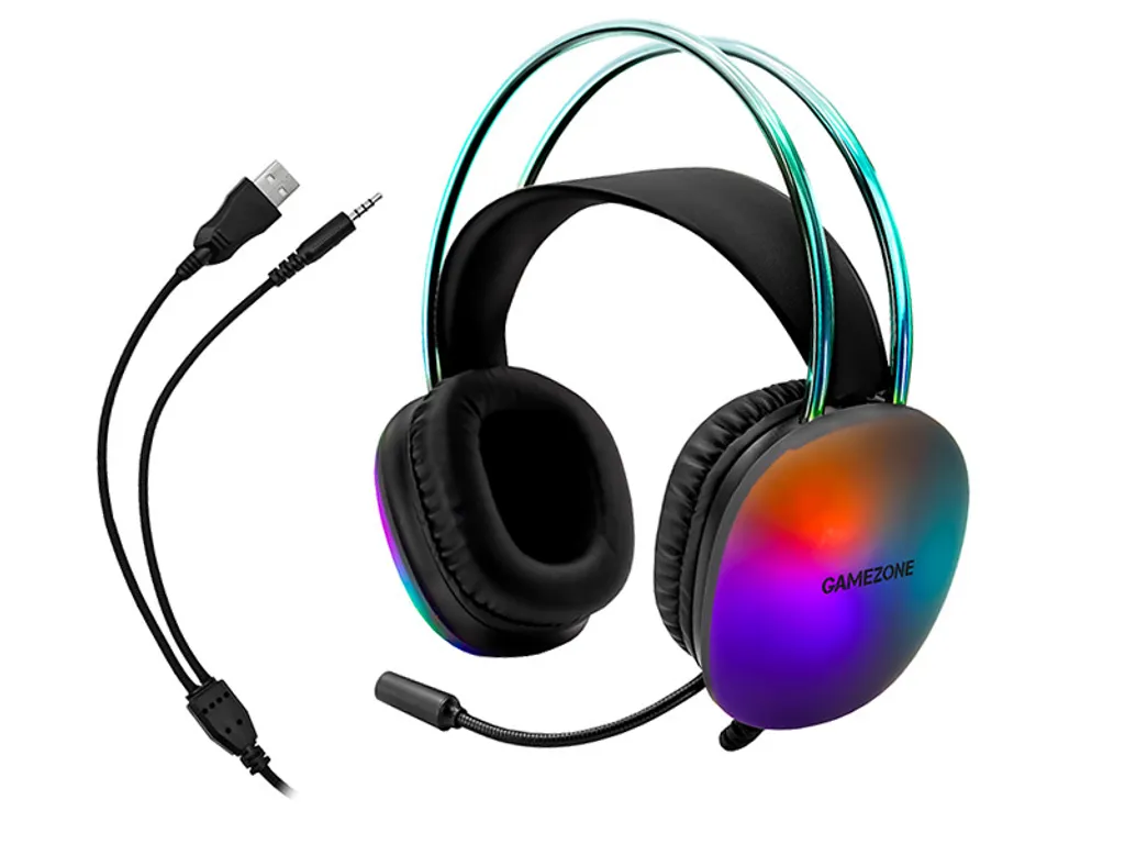 Cuffie da gioco, con microfono, stereo, GZ X2, retroilluminazione LED USB