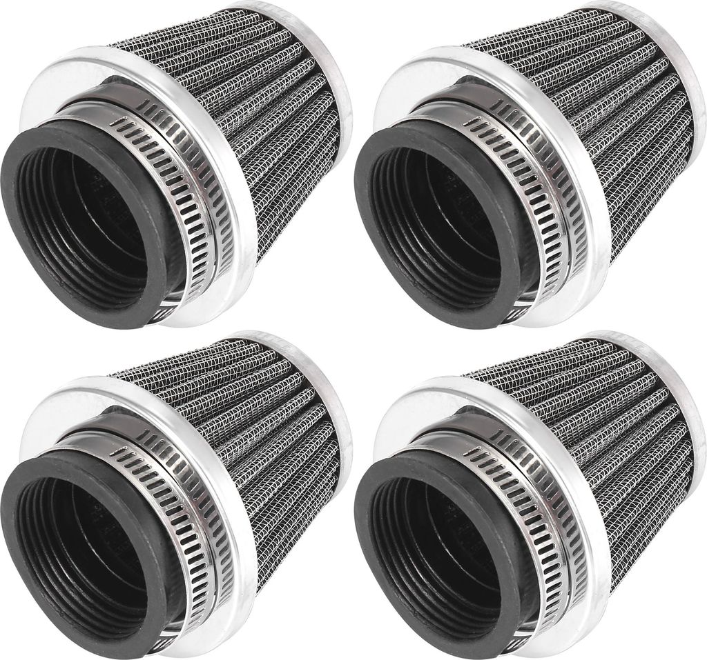 4 Stück Universal Motorrad Luftfilterreiniger Rund Konisch 42mm Schwarz