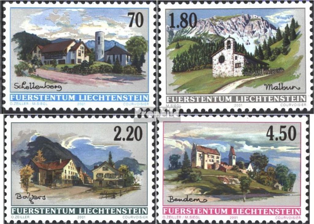 Briefmarken Liechtenstein 2001 Mi 1262-1265 (kompl.Ausg.) gestempelt Dorfansichen