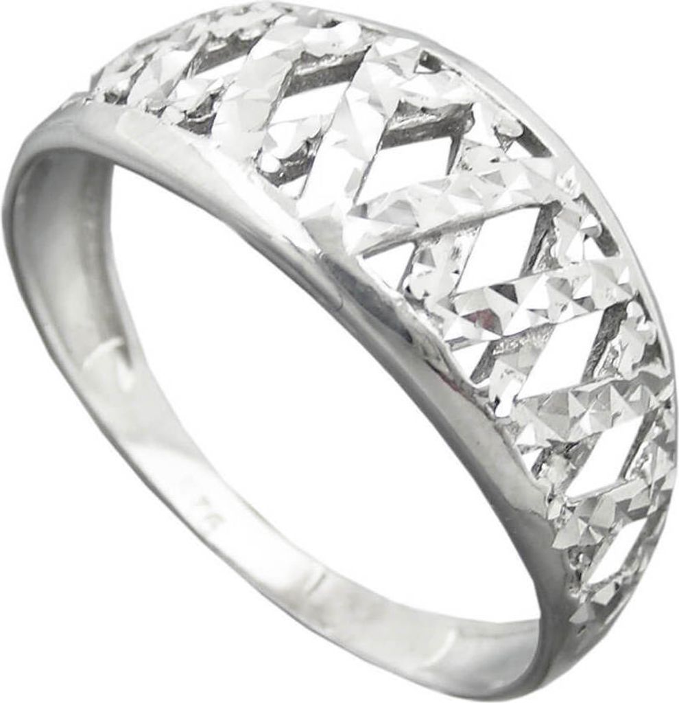 Ring Damenring weiße Zirkonia zick zack Muster 925 Silber Innenumfang 56mm Ø17.8mm