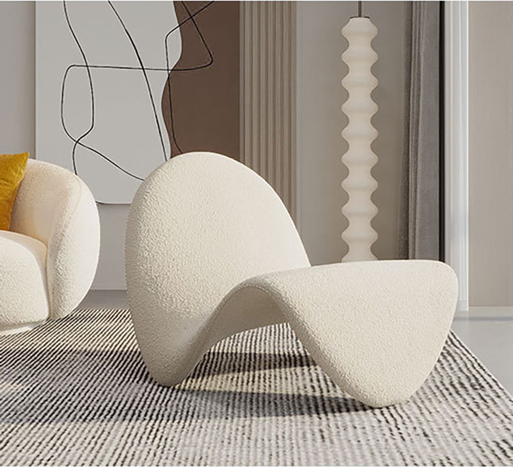 360Home Weißer Einzelsessel Relaxsessel modern sessel sofa Zungenform
