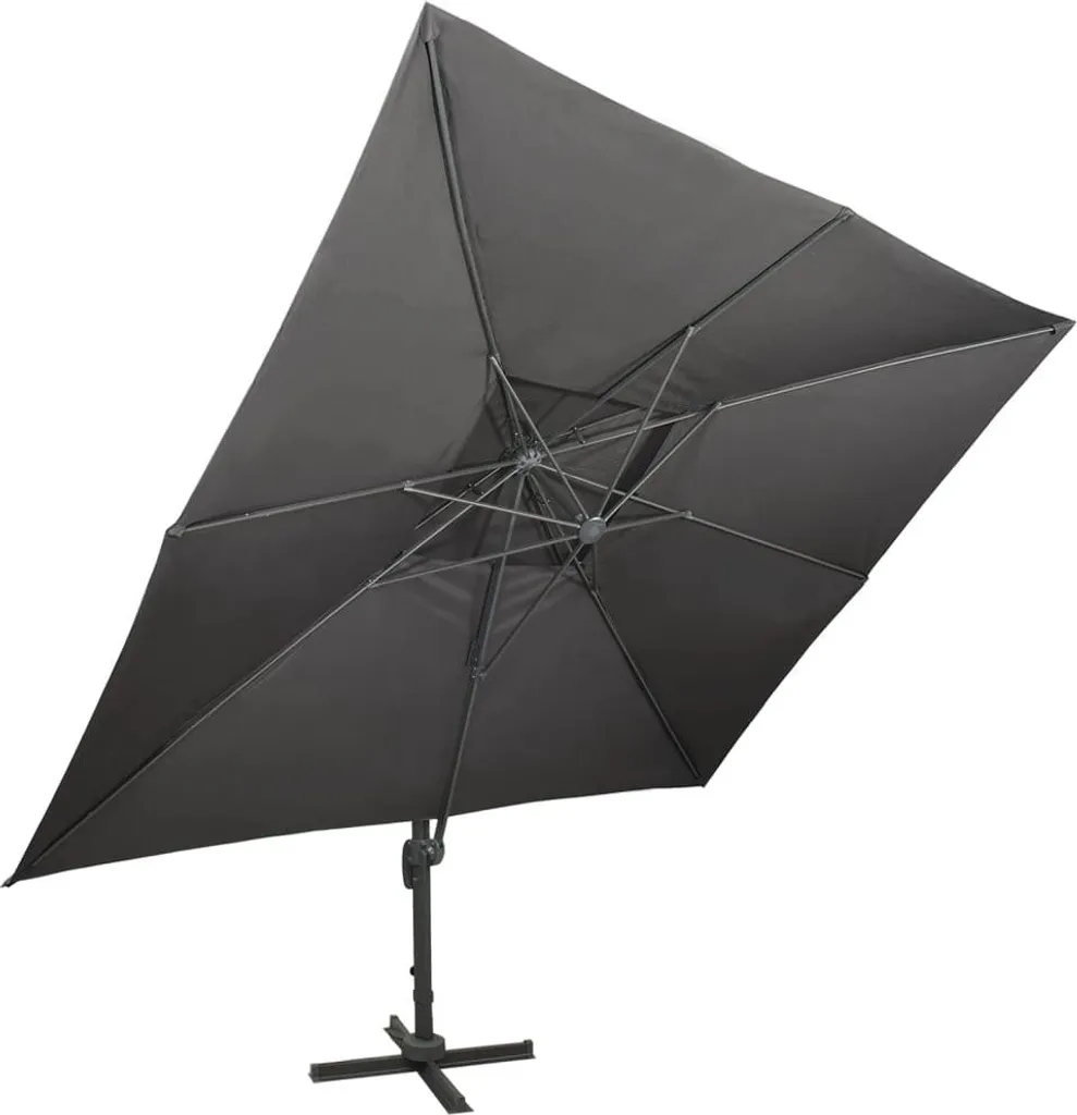 Parasol terrasse grand format 400x300 cm anthracite pour repas d'été