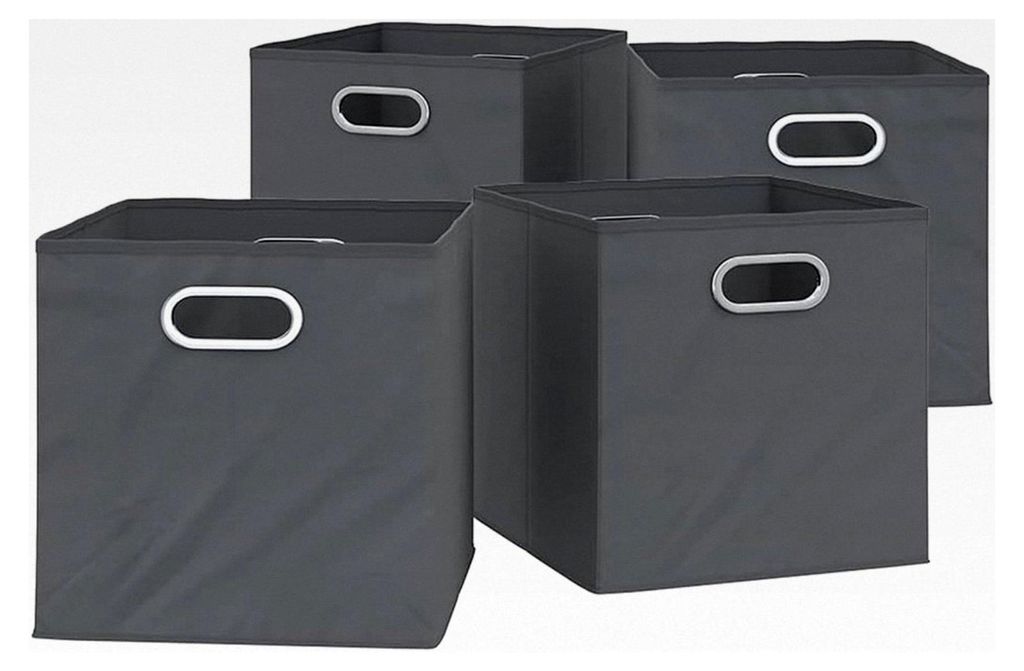Faltbox 30 x 30 cm, Anthrazit, 4er Set, geeignet für Regalsysteme mit Grifföse