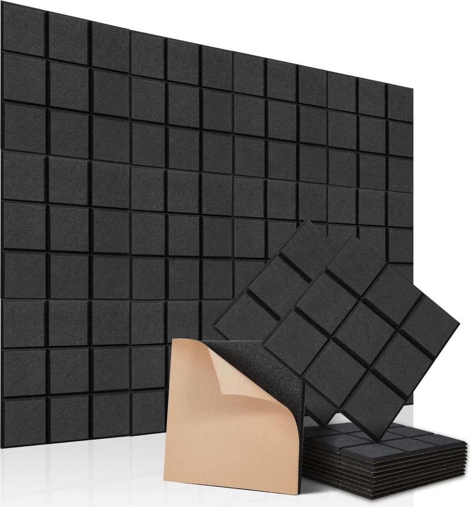 Akustikplatten, selbstklebend, 12 Stück - Schallabsorbierende Paneele für Wand, Decke und Tür