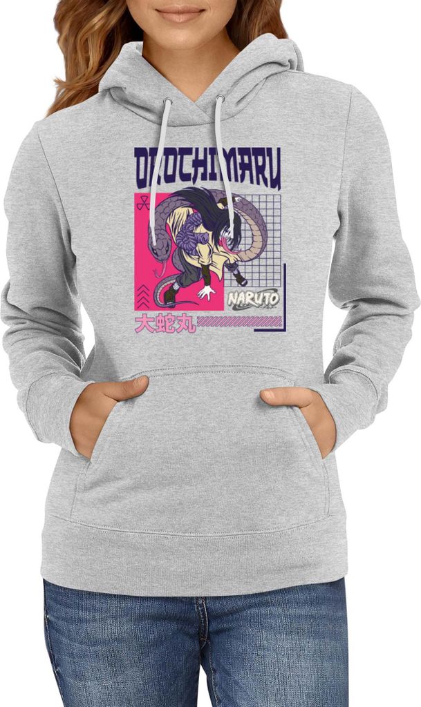 Damen Kapuzenpullover Naruto Orochimaru 04, Lady XL / Grau