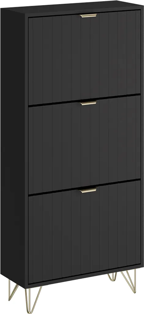 Armoire à chaussures Vicco Helge 3 abattants, gain de place, Noir 60 cm