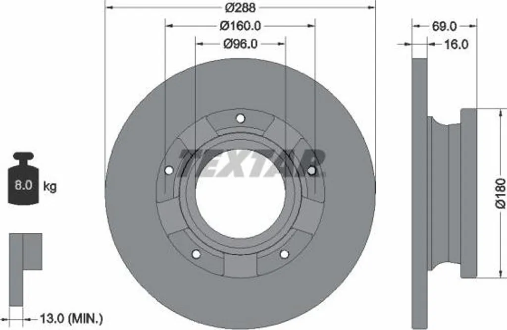 Disque de frein ventilé haute performance pour Ford Transit Custom