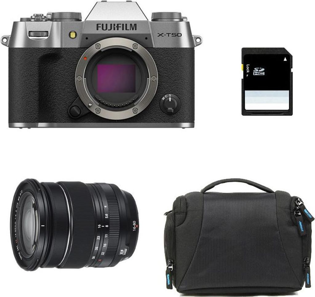 FUJIFILM X-T50 Silber + 16-80 + Tasche + 8 GB SD-Karte Produktbild 