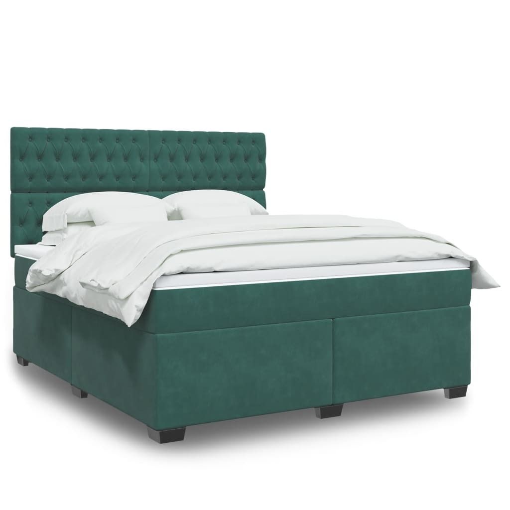 "2026 Promotion" Boxspringbett mit Matratze - Schlafzimmer-Bettgestell - Dunkelgrün 180x200 cm Samt - Klassische Betten C253
