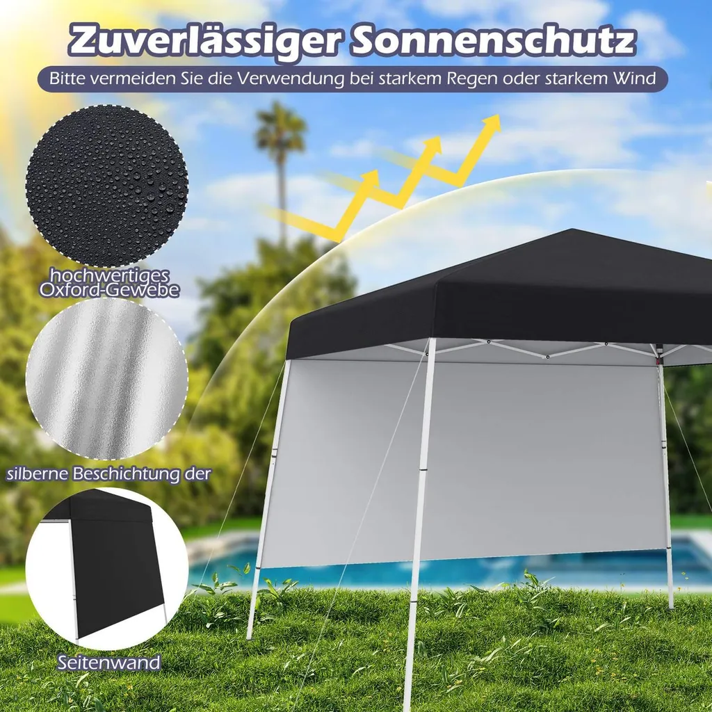 Tonnelle pliante 3x3m imperméable noire pour jardin et terrasse chic