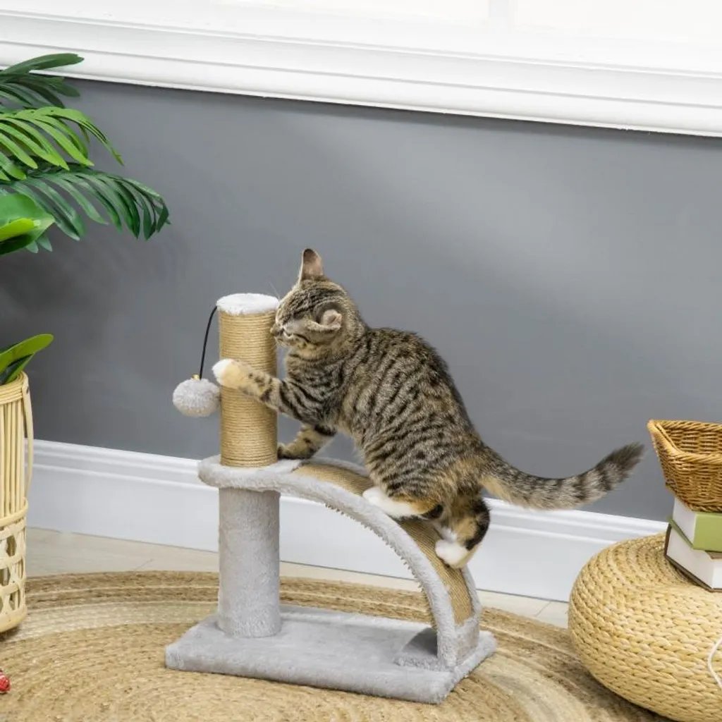 Arbre à chat anti-griffures meubles avec poteau jute et jeu interactif