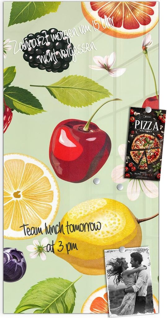 Magnettafel 50x100cm Pinnwand Whiteboard beschreibbar - Fruchtmix