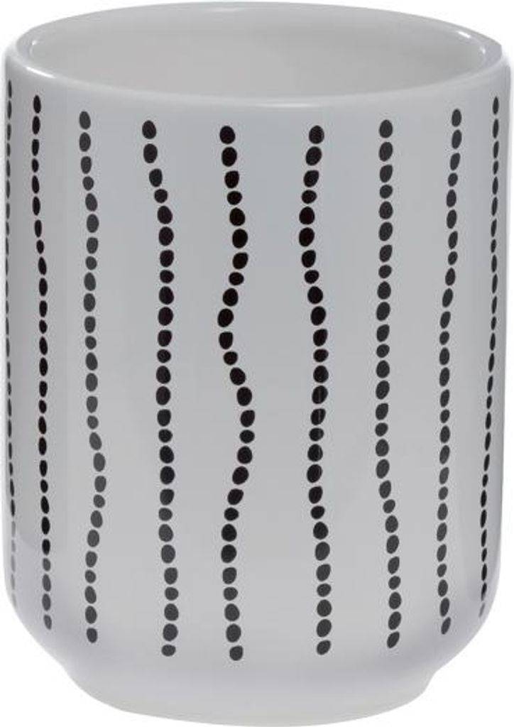 Spirella Zahnputzbecher Zahnbürstenhalter Keramik"Trait" 7,5x10 cm Weiss/Schwarz