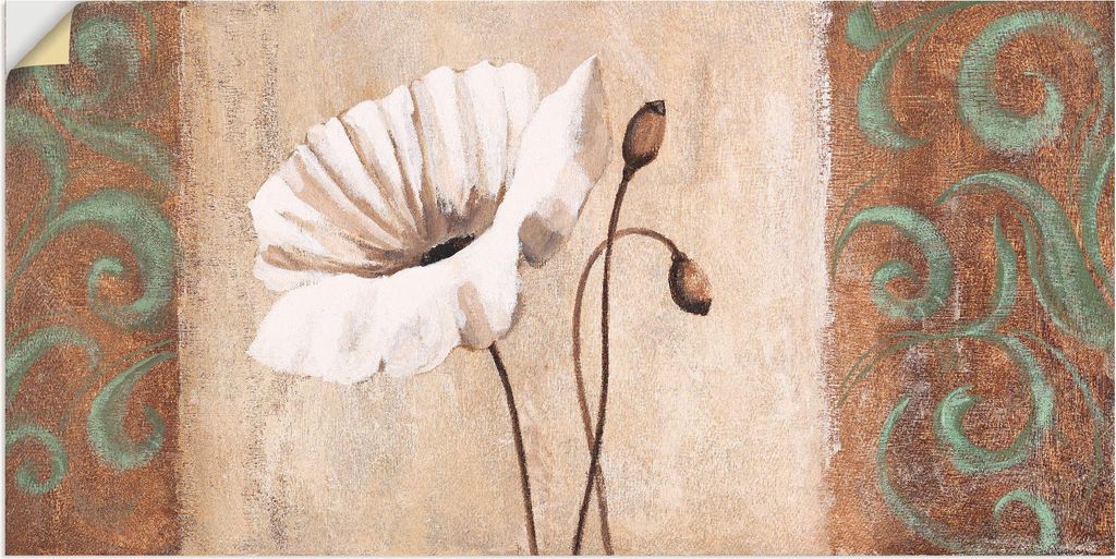 ARTland Wandbild, selbstklebend Mohnblumen mit Ornamenten Größe: 40x20 cm