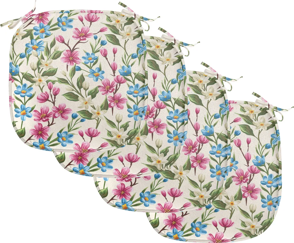 Coussin de chaise avec sangles imperméable 40x40 cm Design Feuilles Rose