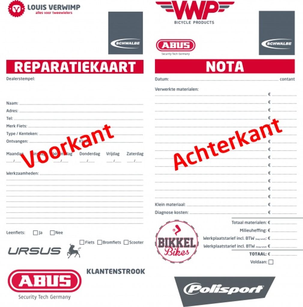Reparaturkarten mit 250er-Nummer (Werkstattkarte)