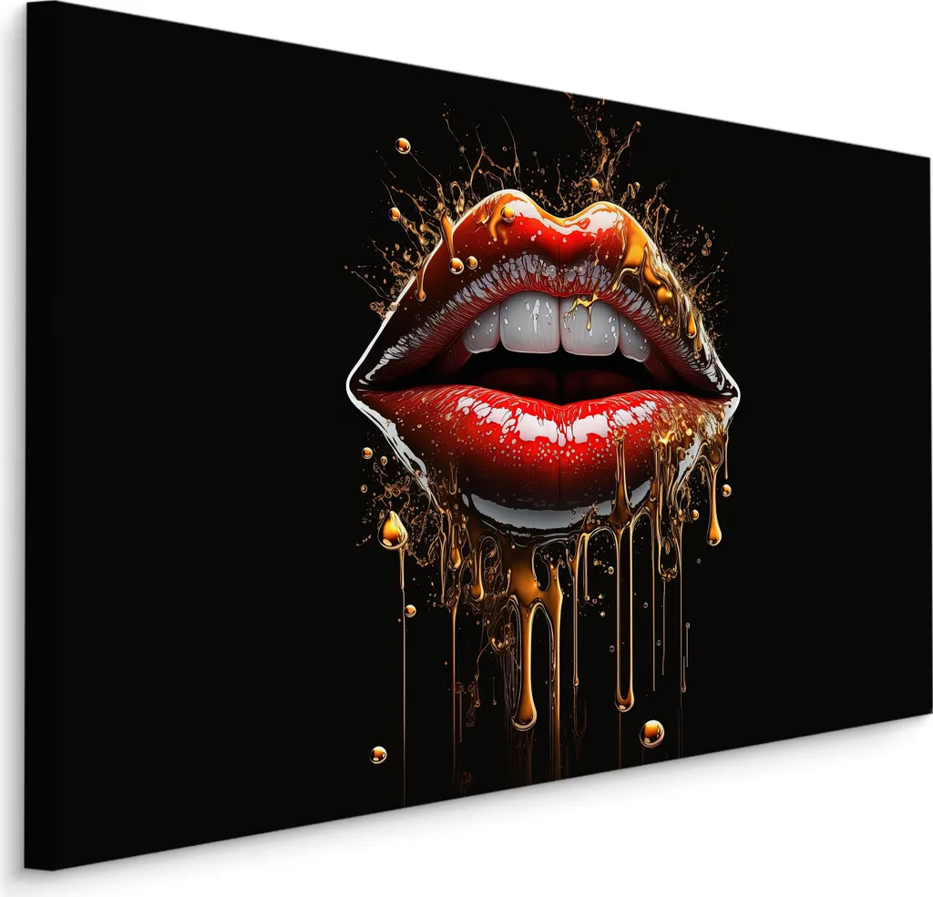 Occasione! Tela 3D Bocca Rossa Muralo 100x70 cm | Arredo Parete Moderno