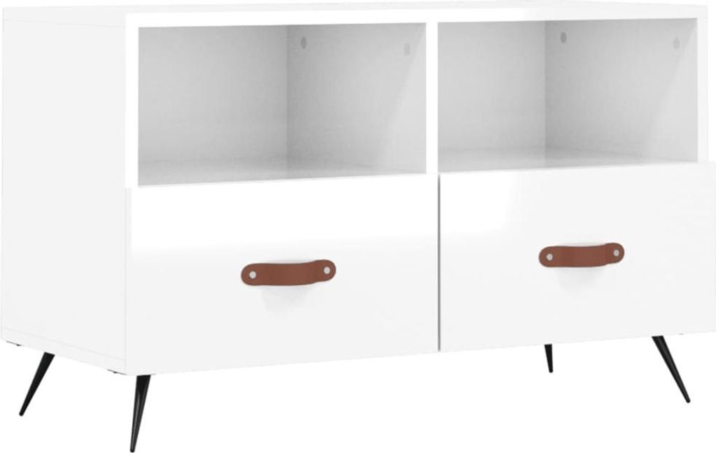 vidaXL TV-Schrank Hochglanz-Weiß 80x36x50 cm Holzwerkstoff