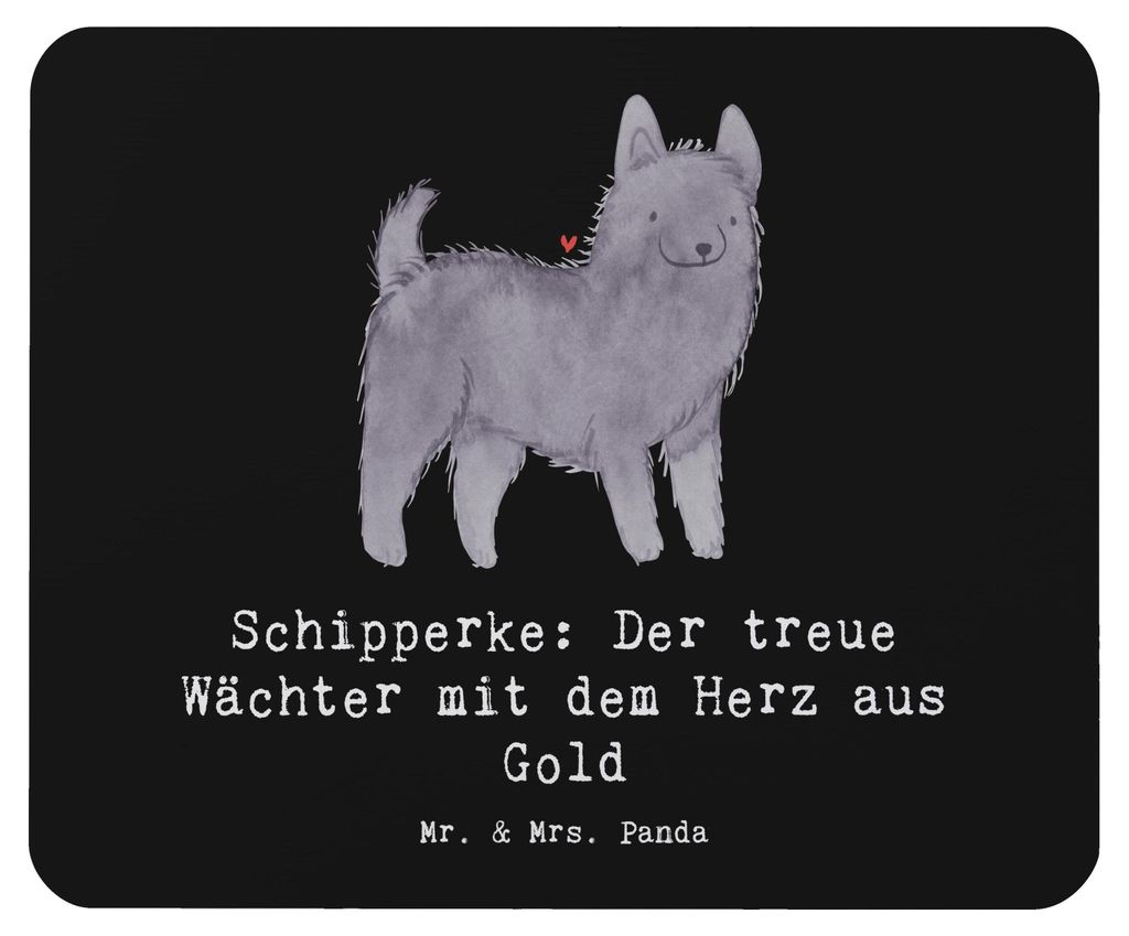 Mr. & Mrs. Panda Mauspad Schipperke Wächterherz - Schwarz - Geschenk, pc, bedingungslose Liebe, energiegeladener Hund, Hunderasse, Mousepad, treue...