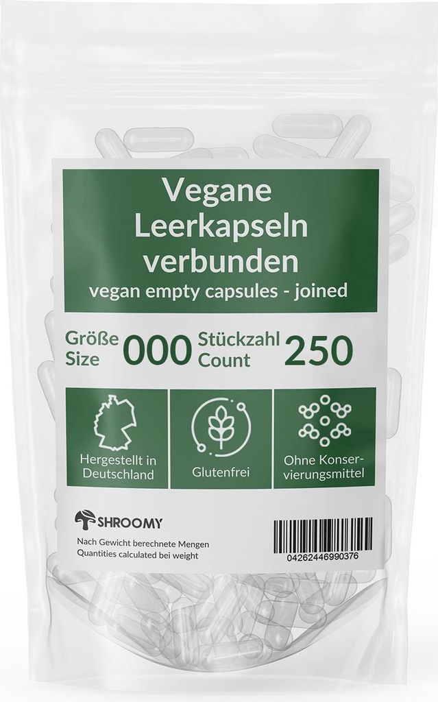 SHROOMY Leerkapseln Größe 000 verbunden - 250 Stück (HPMC)