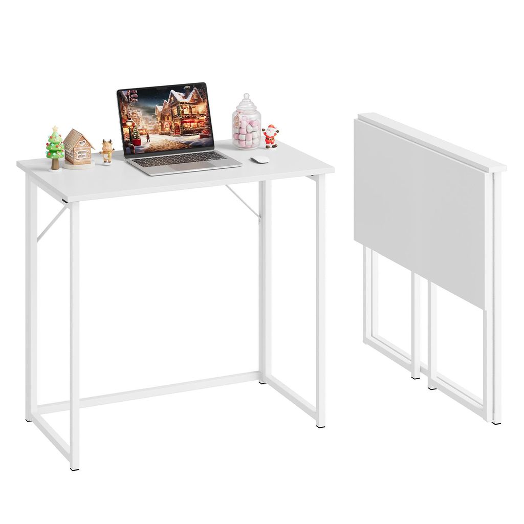 Dripex Faltbar Tisch 80 x 45 x 74 cm Kleiner Schreibtisch klappbar Computertisch Platzsparender Tisch Klappschreibtisch(Weiß)