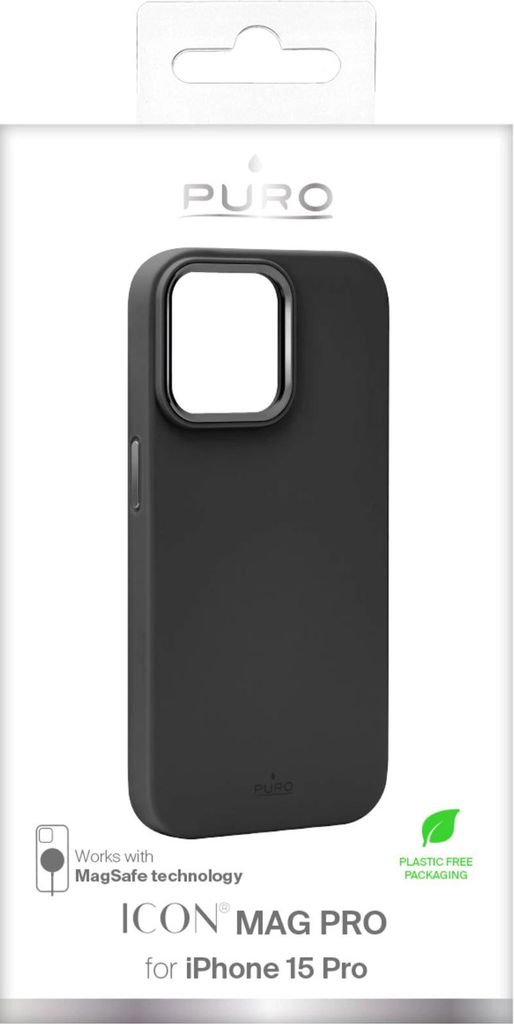 Puro Icon Mag Pro MagSafe Silikonhülle für iPhone 15 Pro - Schwarz