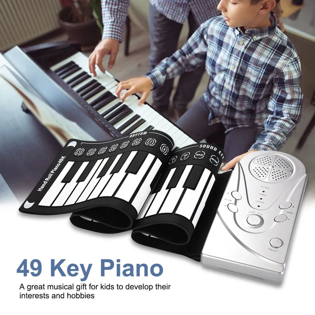 Piano à roulettes 49 touches : Clavier électronique portable souple