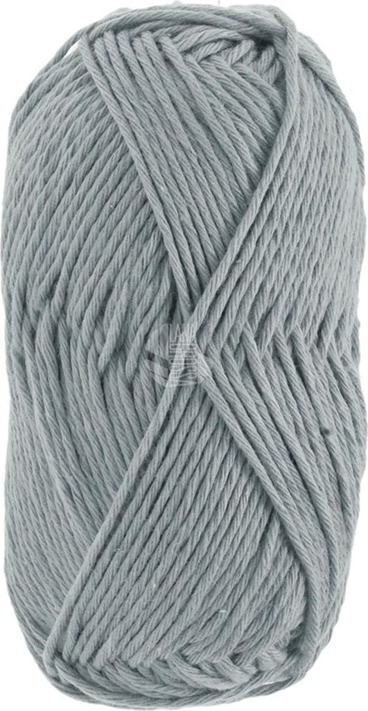 A ball of gray yarn on a white background.