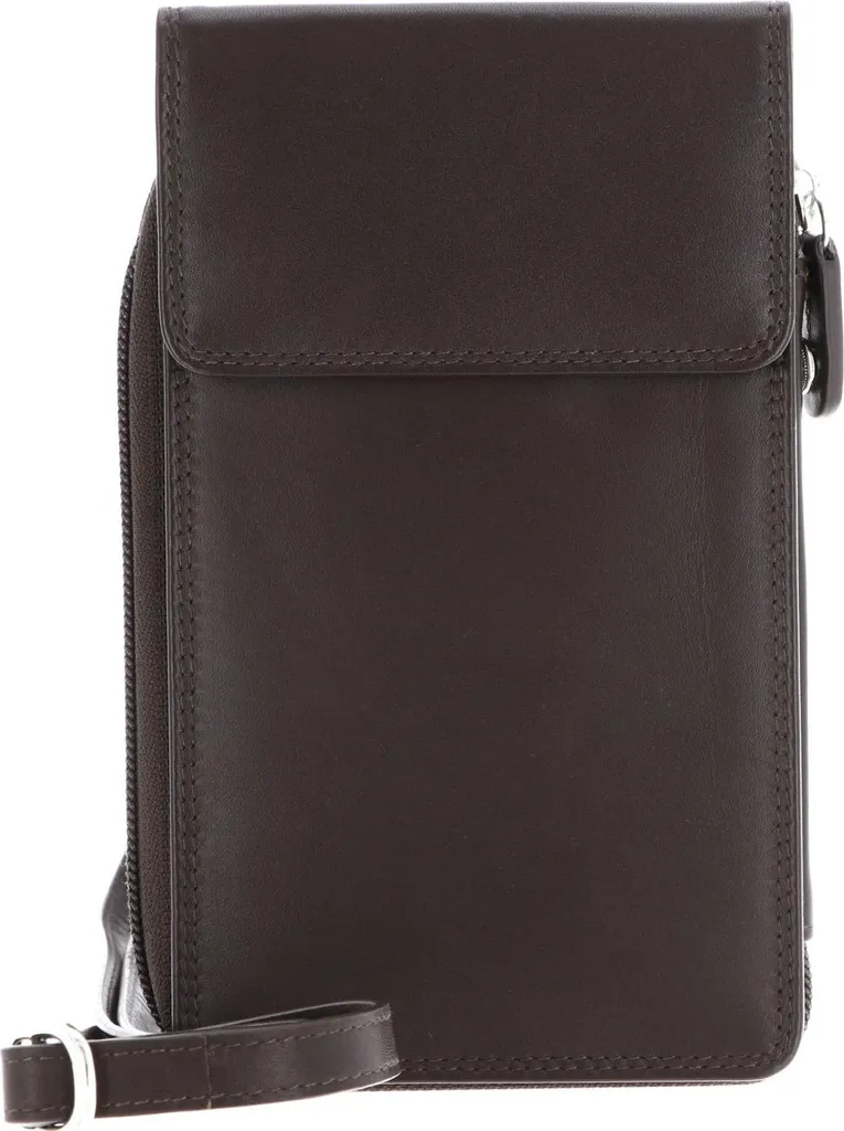 Pochette Téléphone en Cuir Marron Foncé avec Protection RFID Intégrée