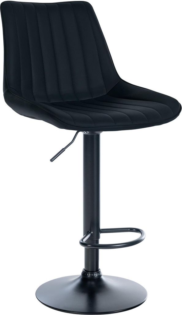 DELUKE Barhocker RIO - Schwarz, Kunstleder, Schwarz | Barhocker mit Lehne Barstuhl Tresenhocker Tresenstuhl Kneipenhocker Kneipenstuhl