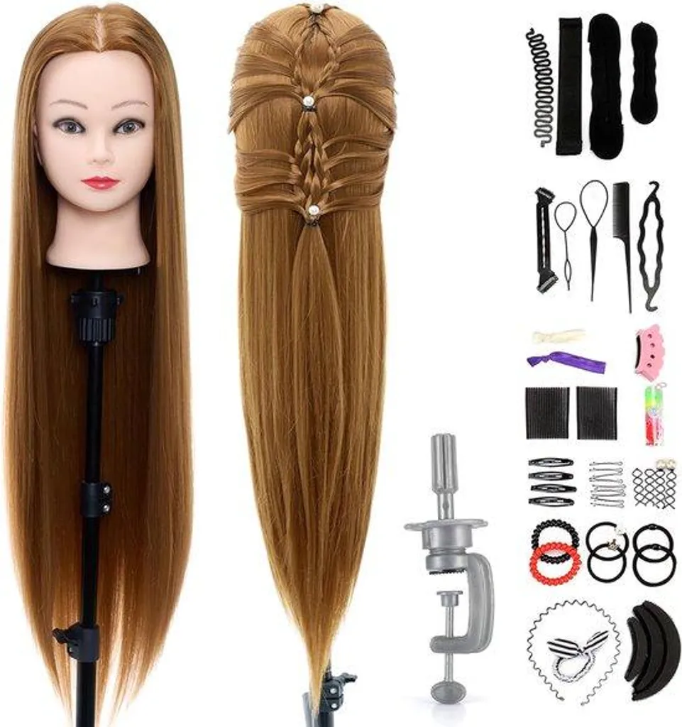 Tête d'apprentissage coiffure 30 pouces idéale pour tresses et chignon